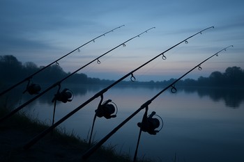 First light over a calm bankline with faint colour in the sky