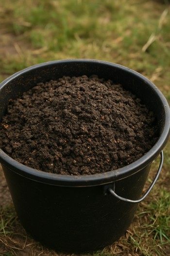 Heavy carp mix in a bucket with grains and chopped boilies