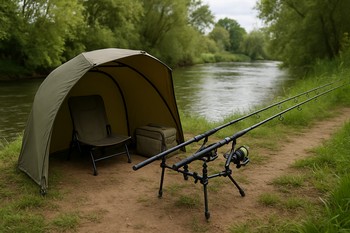 Compact 12-hour river swim with a light chair and two rods