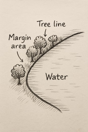 Small sketch showing a margin tree line and a tight rod position